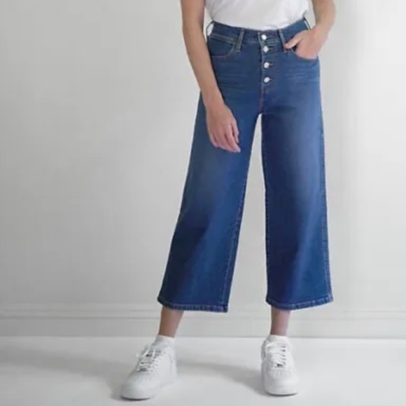 Levi’s Mile High Wide Leg Dark Wash Crop Jeans NWT Size 8 - Picture 1 of 6